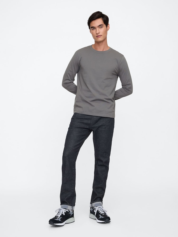 Gap Dark Grey Long Sleeve Everyday 100% Cotton Crew Neck T-Shirt - Image 2 of 5 Gap Dark Grey Long Sleeve Everyday 100% Cotton Crew Neck T-Shirt - Image 2 of 5