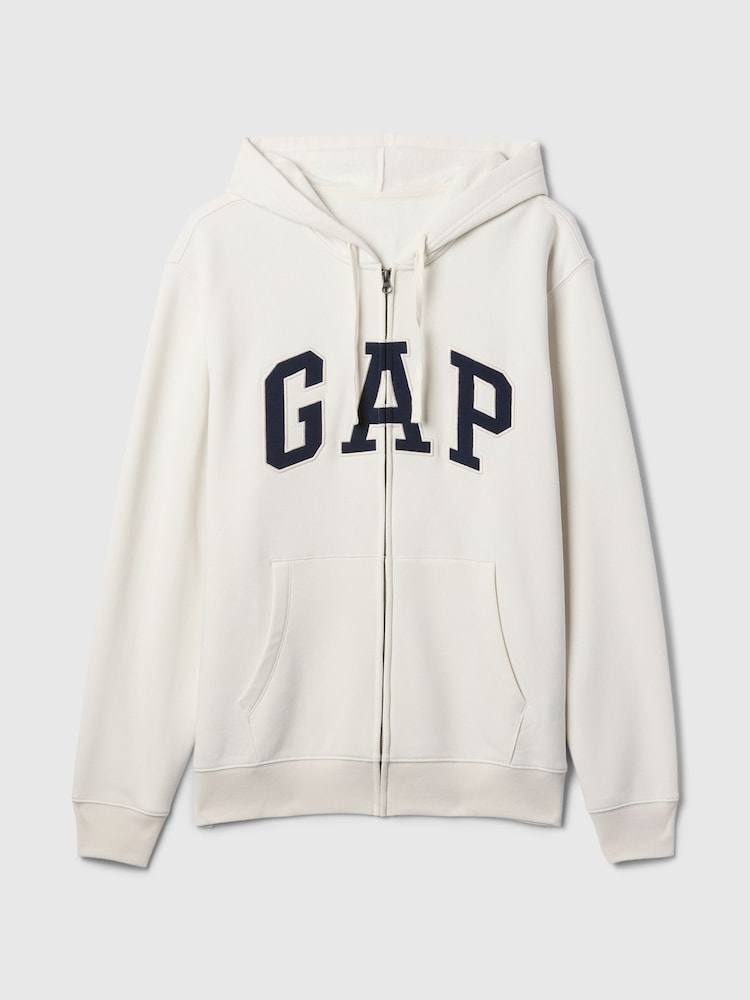 Gap White Relaxed Logo Zip Up Hoodie - Image 4 of 4