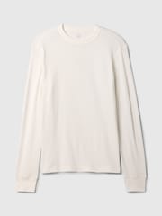 Gap White Long Sleeve Logo Waffle Knit T-Shirt - Image 5 of 5