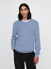 Gap Blue Shaker-Stitch Crew Neck Jumper - Image 1 of 5