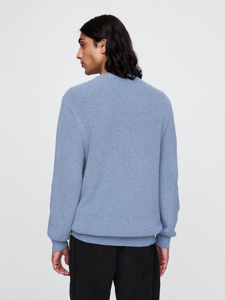 Gap Blue Shaker-Stitch Crew Neck Jumper - Image 2 of 5