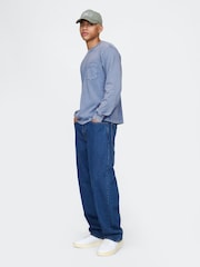 Blau - Gap – Langarm T-Shirt aus schwerem Material mit Tasche - Bild 3 von 8