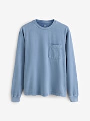 Blau - Gap – Langarm T-Shirt aus schwerem Material mit Tasche - Bild 4 von 8