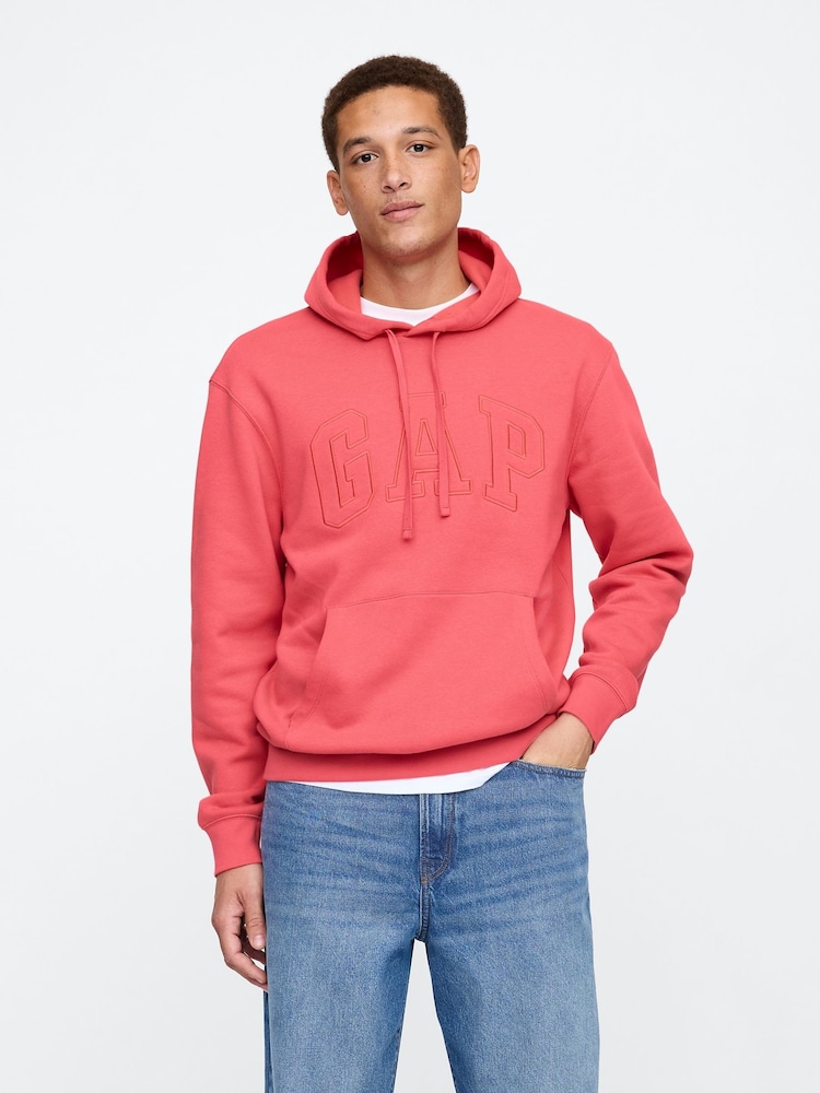 Gap Coral Pink Pullover Arch Logo Hoodie - Image 1 of 4