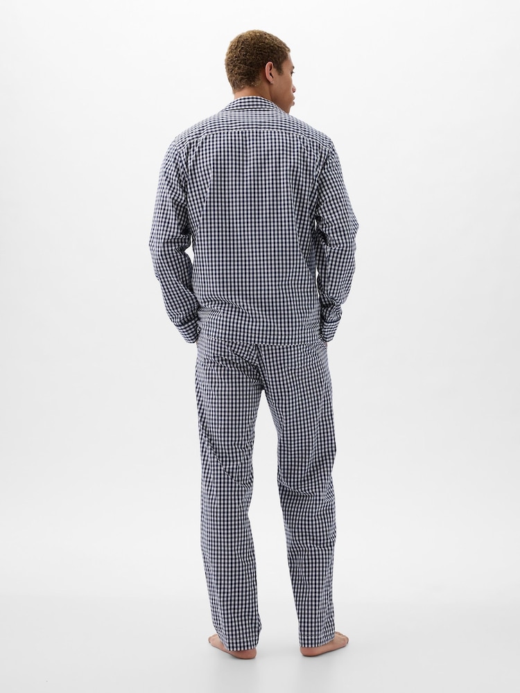 Gap Blue Gingham Cotton Poplin Long Pyjamas - Image 2 of 3
