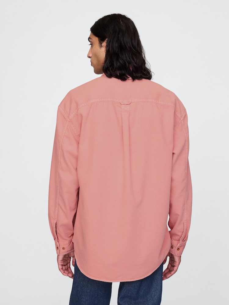 Gap Pink UltraSoft Long Sleeve Oversized Denim Shirt - Image 2 of 5