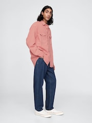 Gap Pink UltraSoft Long Sleeve Oversized Denim Shirt - Image 3 of 5