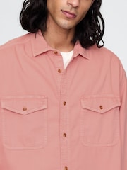 Gap Pink UltraSoft Long Sleeve Oversized Denim Shirt - Image 4 of 5
