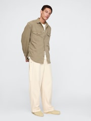 Gap Brown UltraSoft Long Sleeve Oversized Denim Shirt - Image 3 of 5