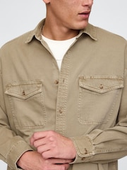 Gap Brown UltraSoft Long Sleeve Oversized Denim Shirt - Image 4 of 5