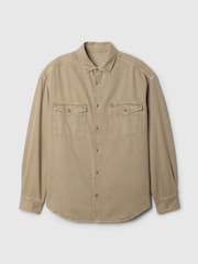 Gap Brown UltraSoft Long Sleeve Oversized Denim Shirt - Image 5 of 5