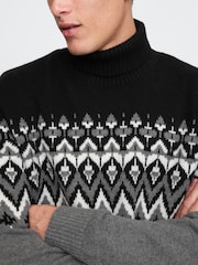 Gap Black CashSoft Fair Isle Turtle Neck Jumper - Image 4 of 5