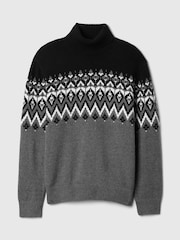 Gap Black CashSoft Fair Isle Turtle Neck Jumper - Image 5 of 5