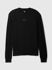 Gap Black Long Sleeve Logo Waffle Knit T-Shirt - Image 5 of 5
