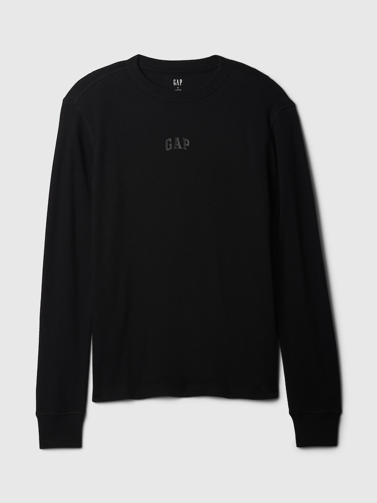 Gap Black Long Sleeve Logo Waffle Knit T-Shirt - Image 5 of 5