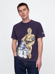 Violet R2D2 & C3PO - Gap Star Wars bumbac Guler rotund Tricou - Imaginea 1 din 3