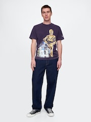 Violet R2D2 & C3PO - Gap Star Wars bumbac Guler rotund Tricou - Imaginea 2 din 3