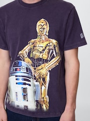 Violet R2D2 & C3PO - Gap Star Wars bumbac Guler rotund Tricou - Imaginea 3 din 3