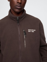 Gap Brown Logo Arctic Fleece Zip Jacket - Image 4 of 5