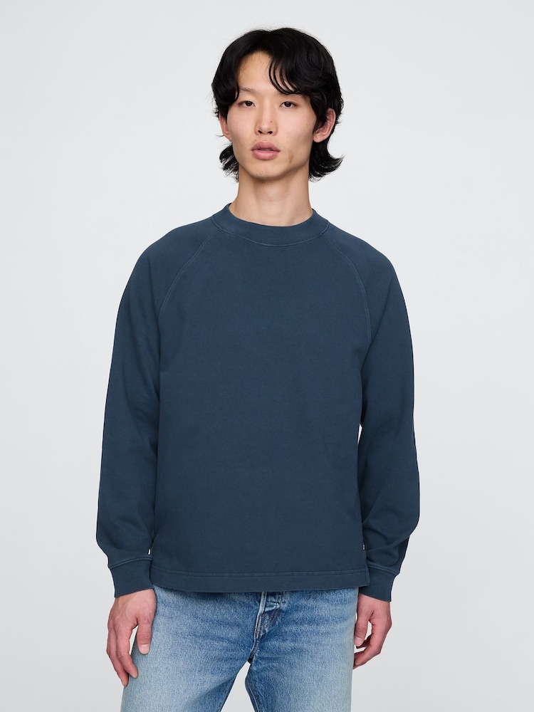 Gap Blue Heavyweight Long Sleeve Mock Neck T-Shirt - Image 1 of 5