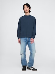 Gap Blue Heavyweight Long Sleeve Mock Neck T-Shirt - Image 3 of 5