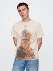 Beige/Chewbacca - Gap – Star Wars – Baumwoll-T-Shirt mit Rundhalsausschnitt - Bild 1 von 5