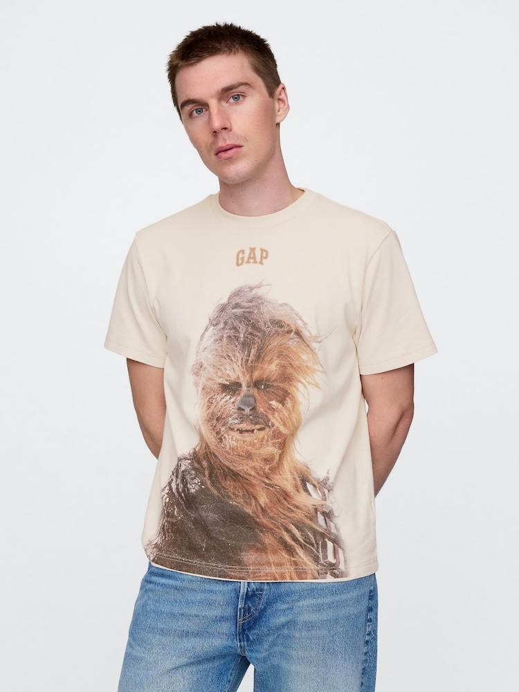 Beige/Chewbacca - Gap – Star Wars – Baumwoll-T-Shirt mit Rundhalsausschnitt - Bild 1 von 5