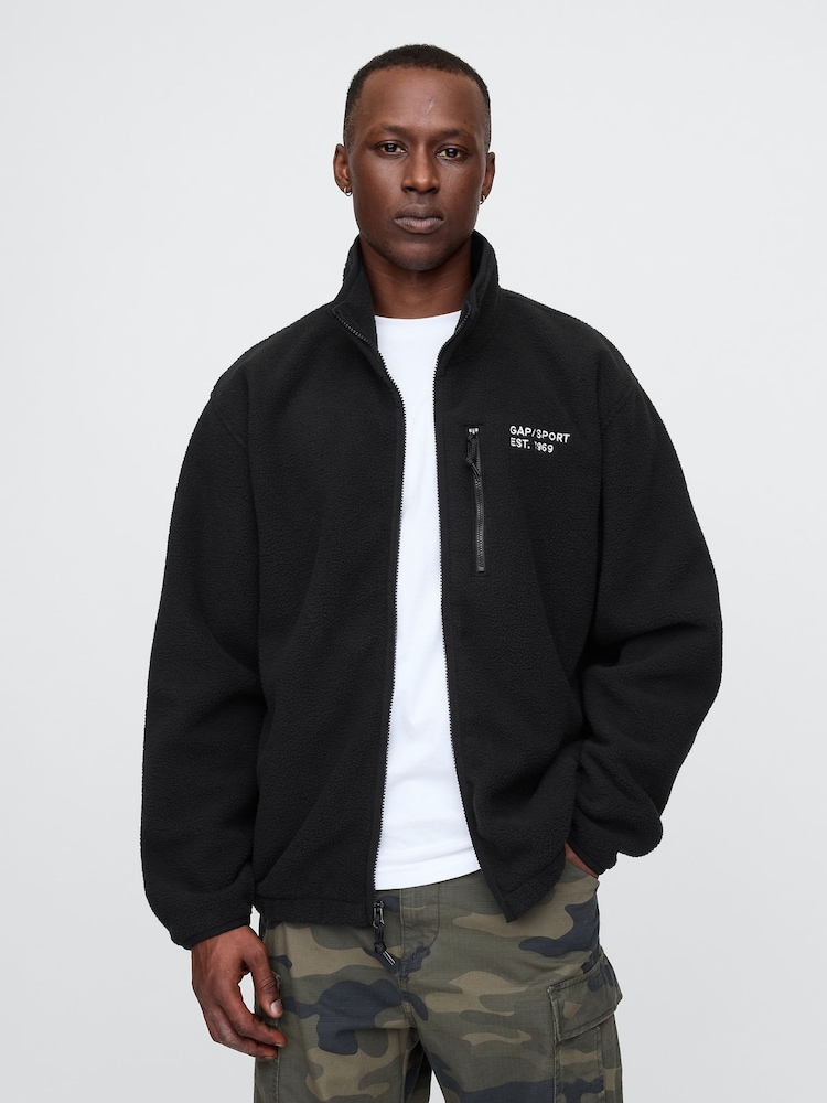 Gap Black Logo Arctic Fleece Zip Jacket - Image 1 of 5