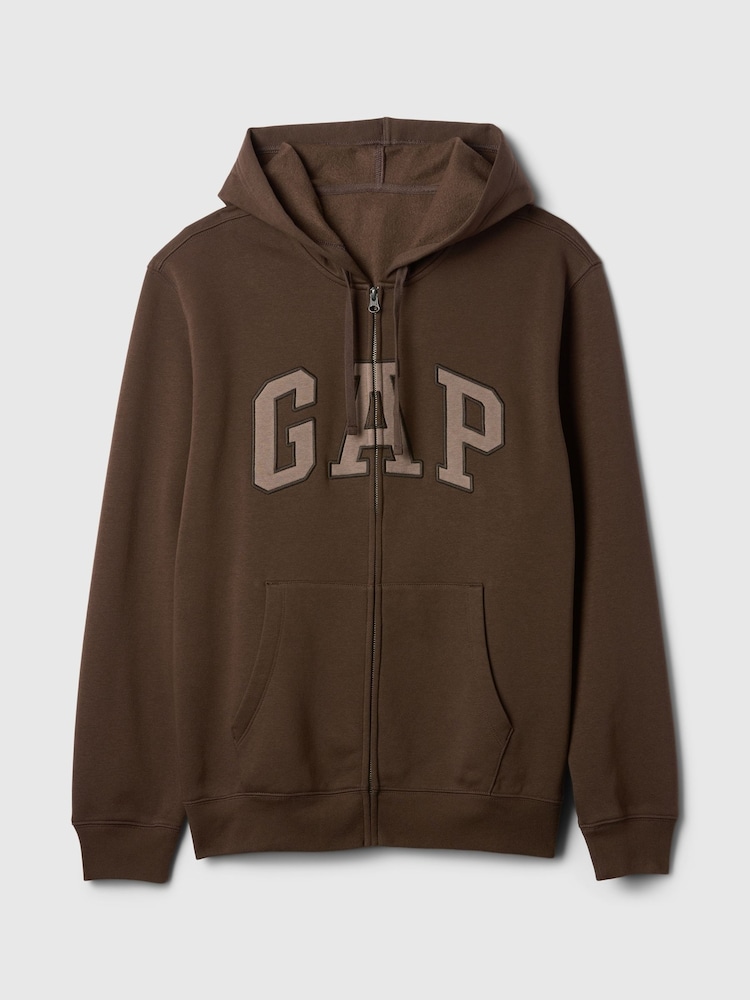 Gap Brown Relaxed Logo Zip Up Hoodie - Image 4 of 4 Gap Brown Relaxed Logo Zip Up Hoodie - Image 4 of 4