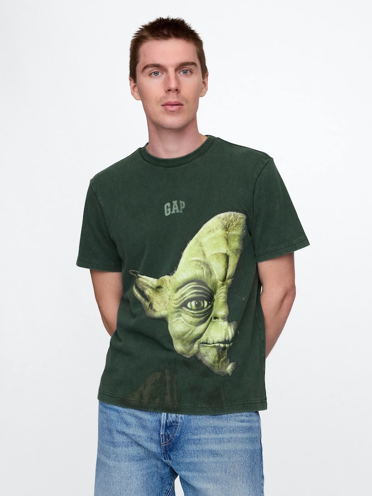 Зеленый Yoda - Gap Star Wars хлопковая футболка - Image 1 of 6