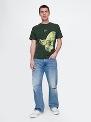 Зеленый Yoda - Gap Star Wars хлопковая футболка - Image 3 of 6