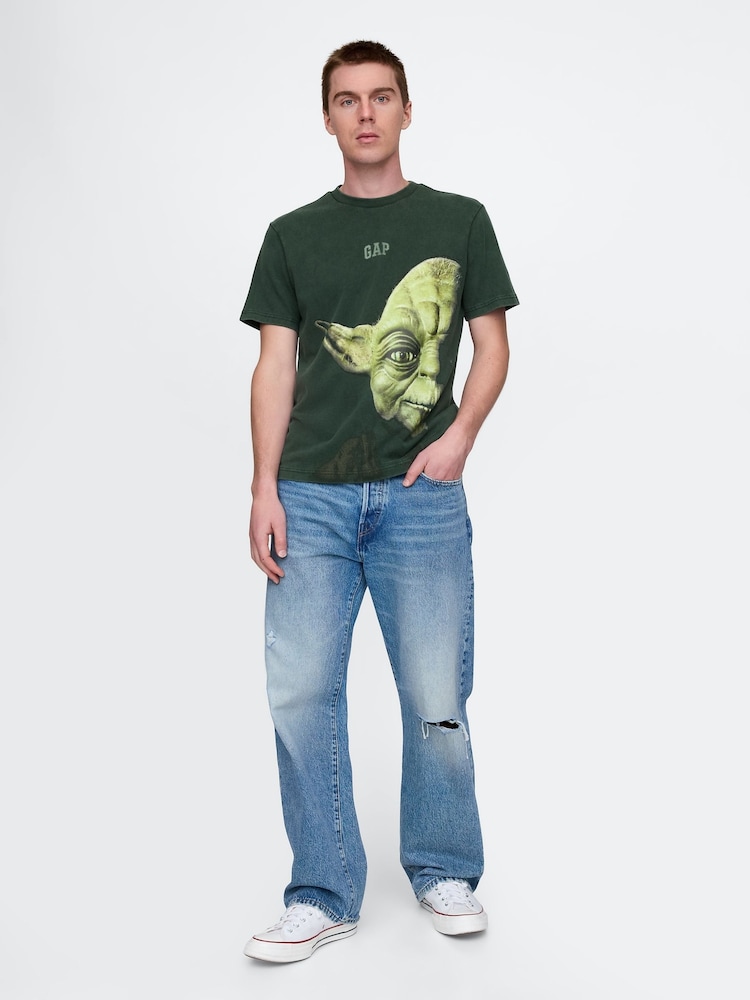 Gap Green Yoda Star Wars Cotton Crew Neck T-Shirt - Image 3 of 6