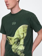 Зеленый Yoda - Gap Star Wars хлопковая футболка - Image 4 of 6