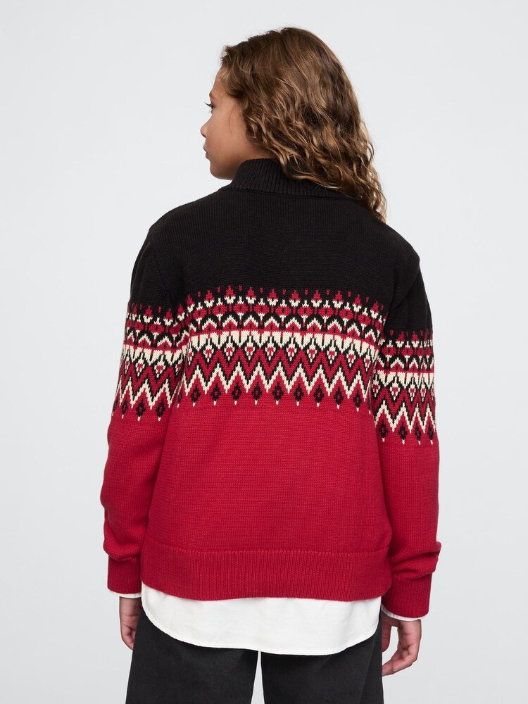 Gap Red Fair Isle Half-Zip Pullover Jumper (4-13yrs) - Image 2 of 5