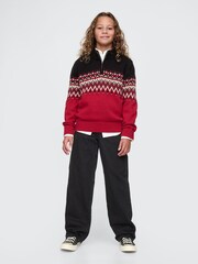 Gap Red Fair Isle Half-Zip Pullover Jumper (4-13yrs) - Image 3 of 5