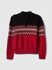 Gap Red Fair Isle Half-Zip Pullover Jumper (4-13yrs) - Image 4 of 5