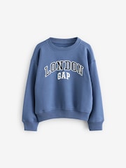 Gap Blue Logo London Crew Neck Sweatshirt (4-13yrs) - Image 1 of 3