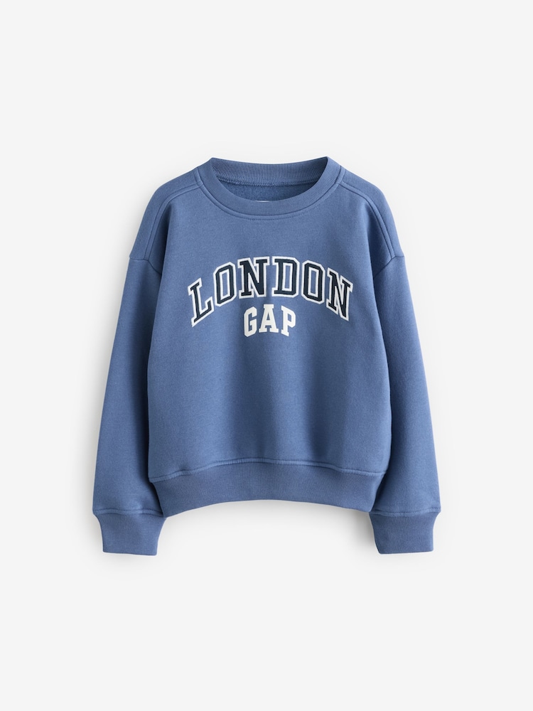 Gap Blue Logo London Crew Neck Sweatshirt (4-13yrs) - Image 1 of 3