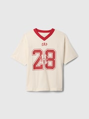 Gap Beige Minnie Mouse Disney Varsity Logo T-Shirt (4-13yrs) - Image 1 of 3