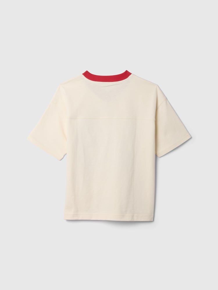 Gap Beige Minnie Mouse Disney Varsity Logo T-Shirt (4-13yrs) - Image 2 of 3