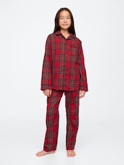 Gap Red Matching Family Christmas Flannel Pyjama Set (5-13yrs) - Image 4 of 5