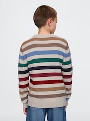 Gap Beige Stripe CashSoft Striped Crew Neck Jumper (4-13yrs) - Image 2 of 5