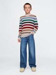 Gap Beige Stripe CashSoft Striped Crew Neck Jumper (4-13yrs) - Image 3 of 5