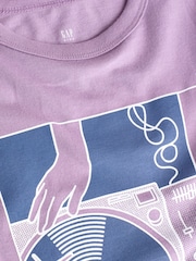 Gap Purple Long Sleeve Crew Neck Graphic T-Shirt (4-13yrs) - Image 3 of 4