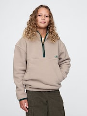 Marrón - Suéter polar con media cremallera y logo de Gap (4-13 años) - Imagen 1 de 5