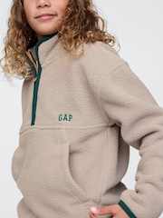 Marrón - Suéter polar con media cremallera y logo de Gap (4-13 años) - Imagen 4 de 5