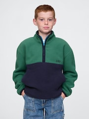 Gap Green Sherpa Logo Half-Zip Pullover Fleece (4-13yrs) - Image 1 of 5