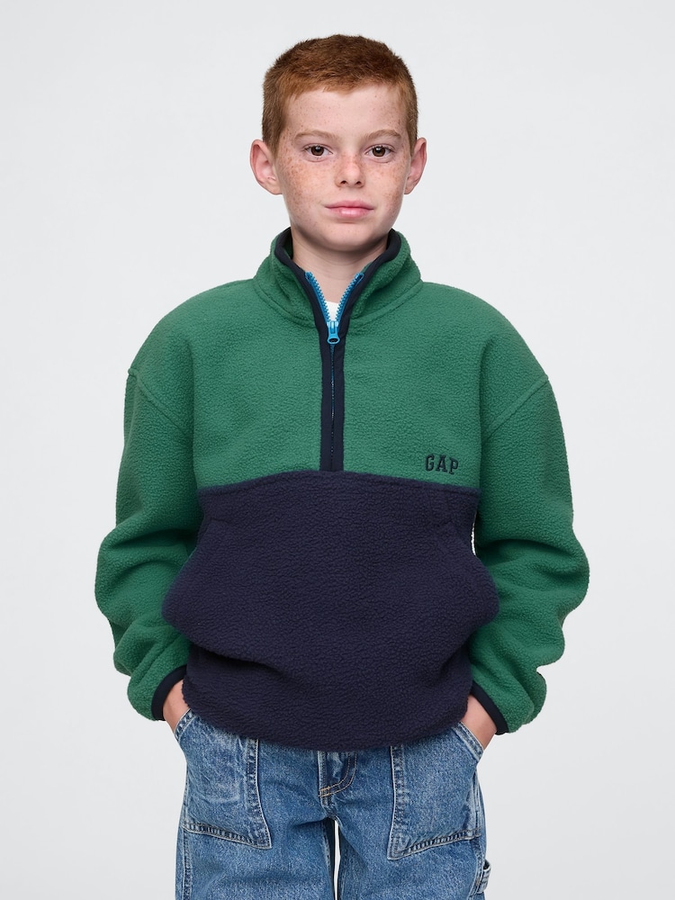Gap Green Sherpa Logo Half-Zip Pullover Fleece (4-13yrs) - Image 1 of 5