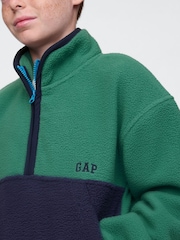 Gap Green Sherpa Logo Half-Zip Pullover Fleece (4-13yrs) - Image 4 of 5
