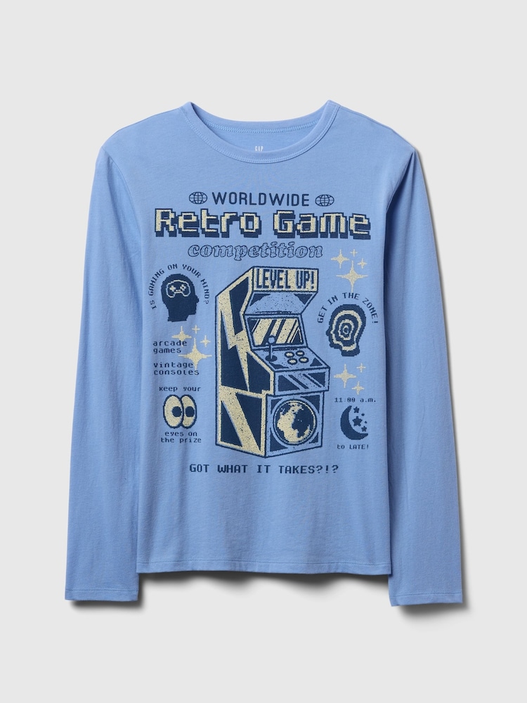 Gap Blue Gaming Long Sleeve Crew Neck Graphic T-Shirt (4-13yrs) - Image 1 of 3 Gap Blue Gaming Long Sleeve Crew Neck Graphic T-Shirt (4-13yrs) - Image 1 of 3